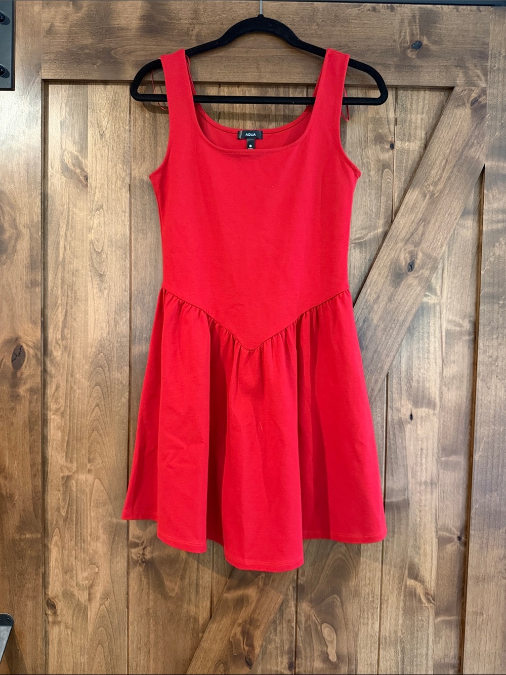 Aqua Bright Red Sleeveless Scoop-Neck Fit-and-Flare Dress